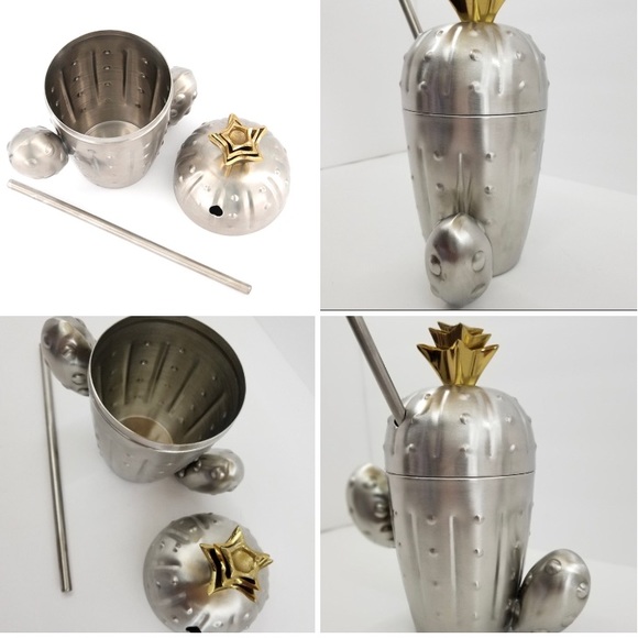 🌵 🍍24 oz Stainless/gold tone cactus tumbler - Picture 3 of 13